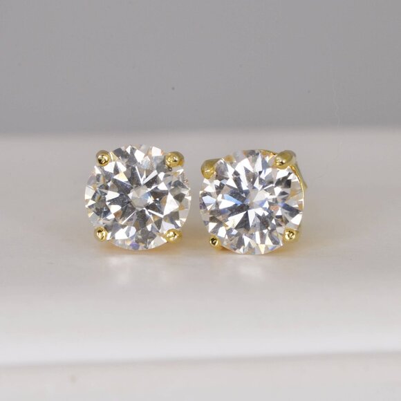 GRA Certified 4.0 tcw Brilliant Round Cut Moissanite Stud Earrings Solid 925 - Picture 2 of 7